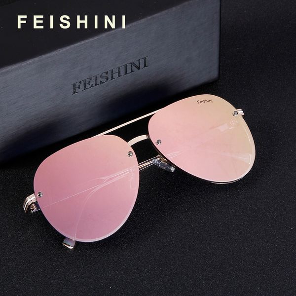 feishini brand metal rimless pink pilot sunglasses men mirror driver fashion trendy womens sun glasses uv protector gradient, White;black
feishini brand metal rimless pink pilot sunglasses men mirror driver fashion trendy womens sun glasses uv protector gradient, White;black