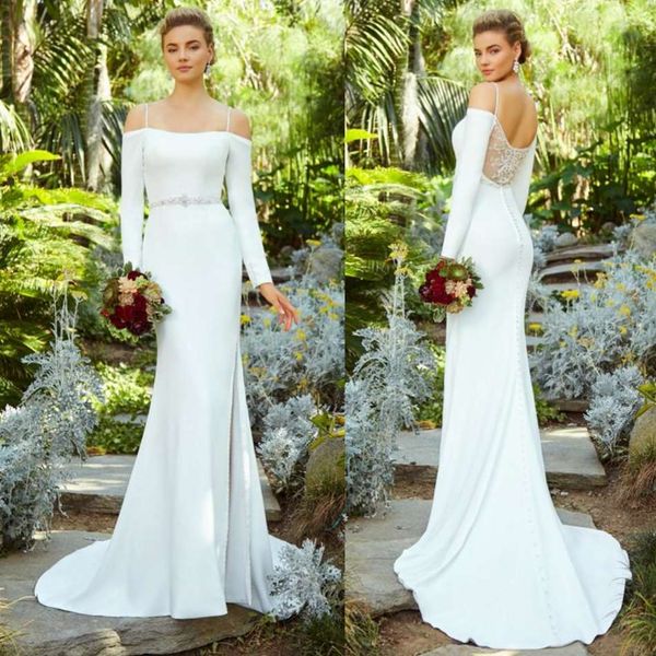 long sleeve mermaid wedding dresses kitty chen spaghetti straps side split bridal gowns lace back court gown plus size wedding dress, White
long sleeve mermaid wedding dresses kitty chen spaghetti straps side split bridal gowns lace back court gown plus size wedding dress, White