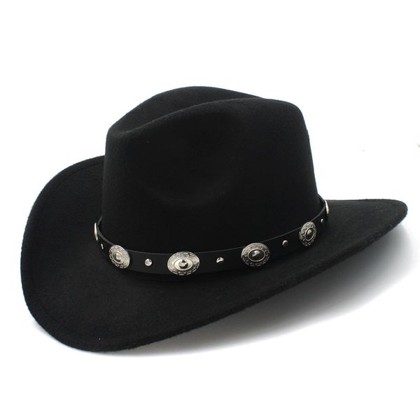 Wool Womem Men Western Cowboy Hat With Wide Brim Punk Belt Cowgirl Jazz Cap With Leather Toca Gentleman Sombrero Cap 23
Wool Womem Men Western Cowboy Hat With Wide Brim Punk Belt Cowgirl Jazz Cap With Leather Toca Gentleman Sombrero Cap 23