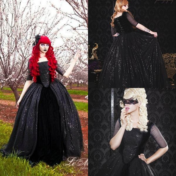 gothic wedding dresses square neck half sleeves lace appliques sequins bridal gowns 2020 lace-up back sweep train a-line wedding dress, White
gothic wedding dresses square neck half sleeves lace appliques sequins bridal gowns 2020 lace-up back sweep train a-line wedding dress, White