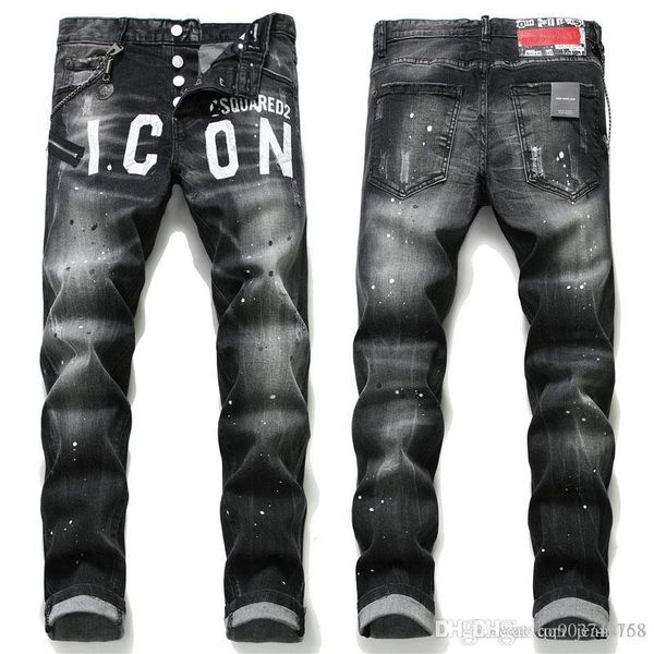 

Дизайнерские мужские джинсы уличная одежда джинсы мужские брендовые джинсовые брюки мода повседневная твердые классические рваные прямые джинсы para hombre черный