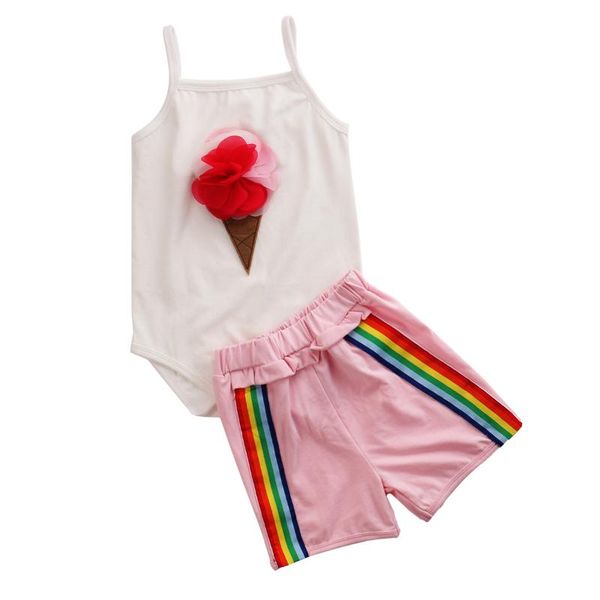 clothing sets 2021 baby summer 2pcs girls outfit set 3d ice cream sleeveless camisole + rainbow striped shorts, White
clothing sets 2021 baby summer 2pcs girls outfit set 3d ice cream sleeveless camisole + rainbow striped shorts, White