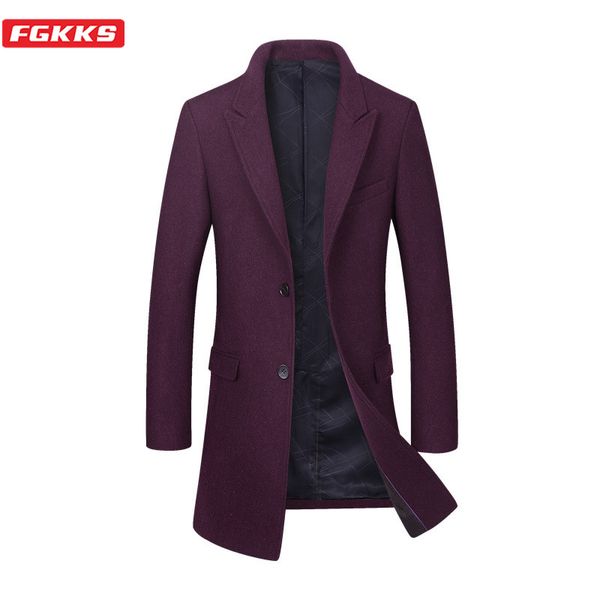 fgkks winter brand men wool blend coats men's business single breasted wool coat solid color casual slim overcoat male, Black
fgkks winter brand men wool blend coats men's business single breasted wool coat solid color casual slim overcoat male, Black