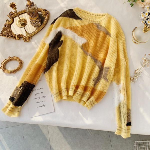 autumn women lazy sweaters pullovers female gradident color knitted sweaters woman loose mohair, White;black
autumn women lazy sweaters pullovers female gradident color knitted sweaters woman loose mohair, White;black