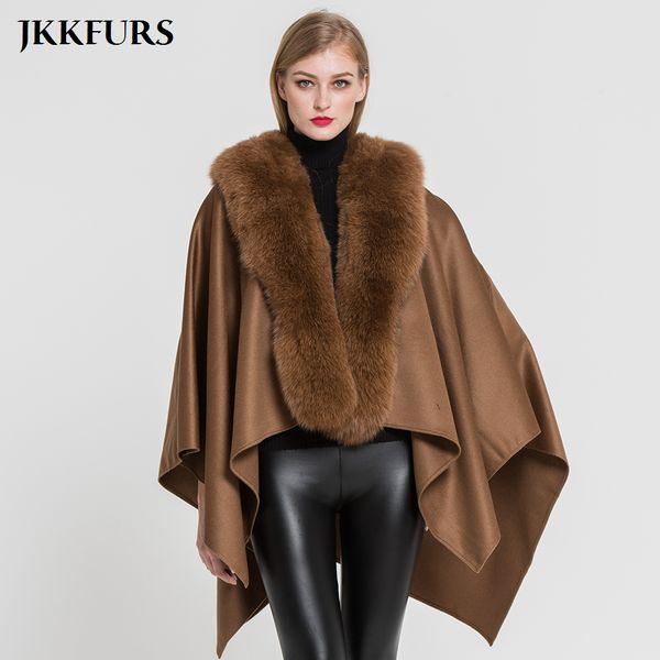 jkkfurs 2019 new women's poncho genuine fur collar trim & wool cape fashion style winter warm coat s7357, Black
jkkfurs 2019 new women's poncho genuine fur collar trim & wool cape fashion style winter warm coat s7357, Black