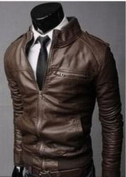 men's leather collar short horizontal zipper slim motorcycle leather jacket casual washing, Black
men's leather collar short horizontal zipper slim motorcycle leather jacket casual washing, Black