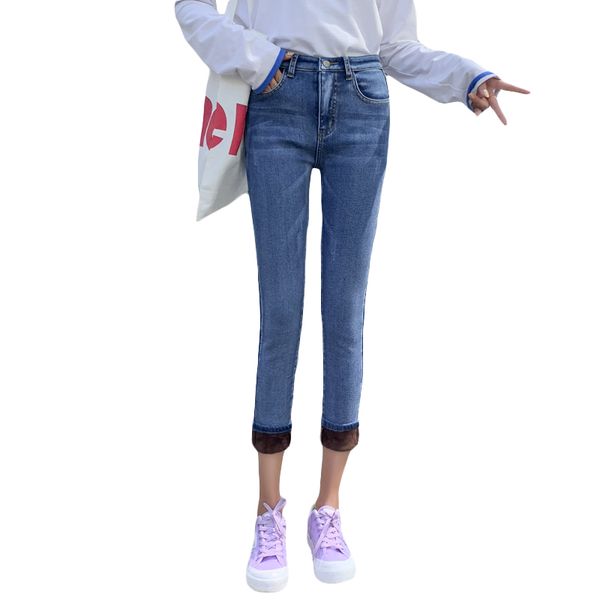 jeans female 2020 new style plus velvet high waist korean version of the slim was thin wild tight nine feet, Blue
jeans female 2020 new style plus velvet high waist korean version of the slim was thin wild tight nine feet, Blue