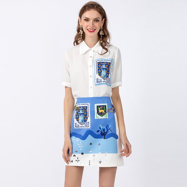 two piece dress 2021 spring fashion 2 pieces women sets pretty female white shirts +blue print skirts slim suits
two piece dress 2021 spring fashion 2 pieces women sets pretty female white shirts +blue print skirts slim suits