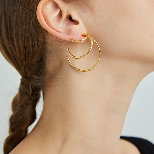 peri'sbox gold silver color triple circle hoop earrings gradient big loops earrings for women c shape layered statement, Golden;silver
peri'sbox gold silver color triple circle hoop earrings gradient big loops earrings for women c shape layered statement, Golden;silver