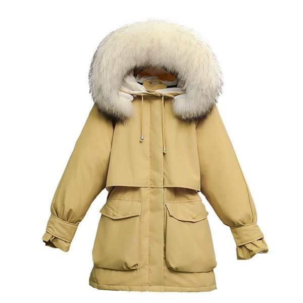women winter thick fur collar down padded jacket white duck down padded hooded coat solid outwear long parkas, Black
women winter thick fur collar down padded jacket white duck down padded hooded coat solid outwear long parkas, Black
