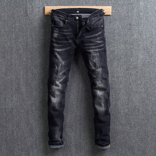 vintage designer men jeans black color white wash elastic skinny jeans spliced denim pants stretch streetwear hip hop men, Blue
vintage designer men jeans black color white wash elastic skinny jeans spliced denim pants stretch streetwear hip hop men, Blue