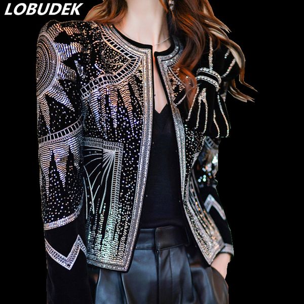 european style autumn winter women sequins jacket flashing sequined crystals bowknot coat female singer luxurious stage costume, Black;brown
european style autumn winter women sequins jacket flashing sequined crystals bowknot coat female singer luxurious stage costume, Black;brown