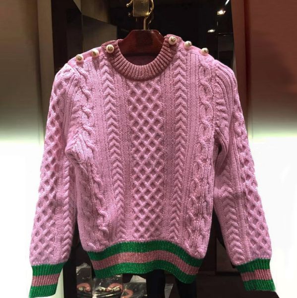 runway designer pearls pink sweaters and pullovers women autumn winter striped female knitted jumper 2019 christmas clothing, White;black
runway designer pearls pink sweaters and pullovers women autumn winter striped female knitted jumper 2019 christmas clothing, White;black