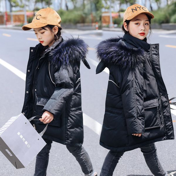 2020 new children's down jacket children's clothing girls' mid-length korean thick thick fur collar winter coat, Blue;gray
2020 new children's down jacket children's clothing girls' mid-length korean thick thick fur collar winter coat, Blue;gray