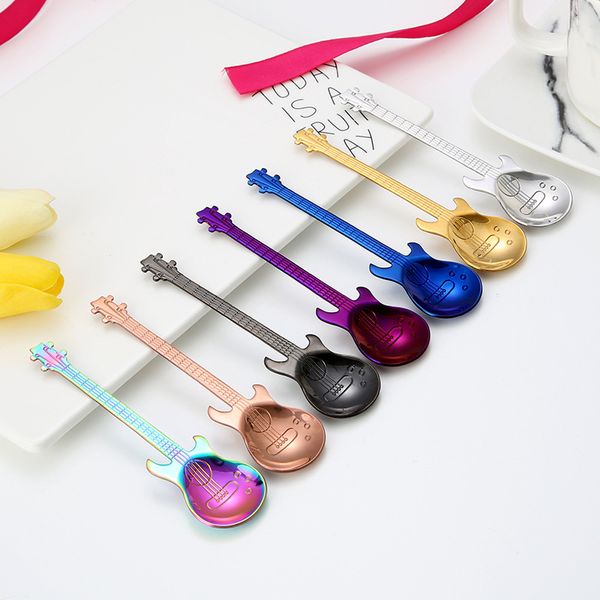 7pcs/lot stainless steel colourful coffee guitar spoon gold spoons set korea dark black spoon for ice cream scoop tableware
7pcs/lot stainless steel colourful coffee guitar spoon gold spoons set korea dark black spoon for ice cream scoop tableware