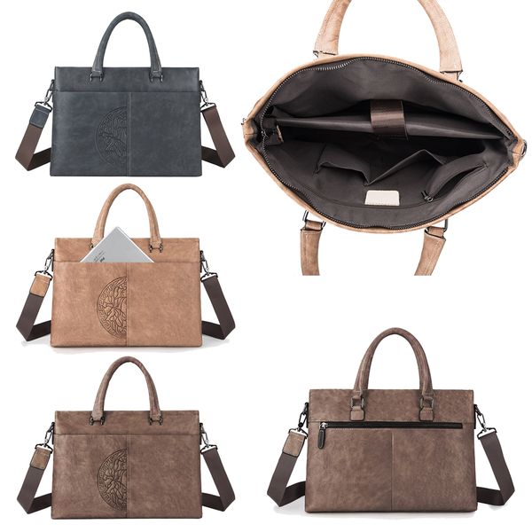 men's genuine leather soft crossbody lapmessenger bags formal business briefcases floral handbags totes zipper cowhide shoulder bag