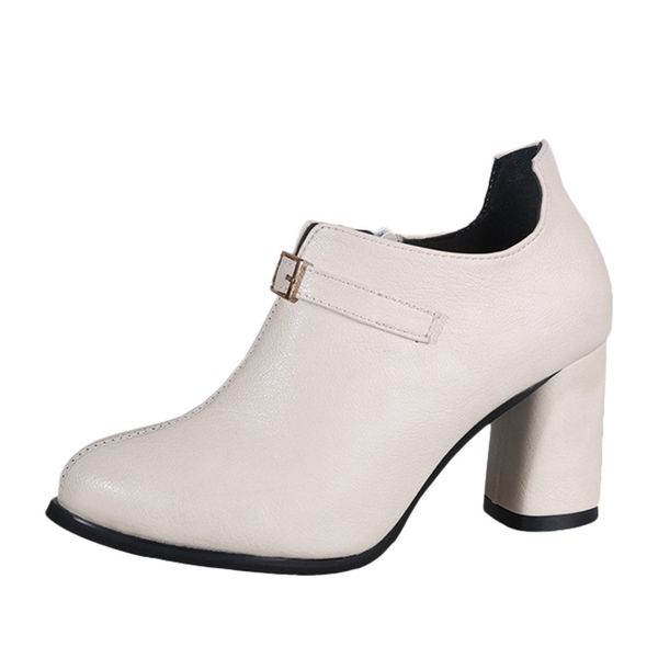 women's ankle boots fashion ladies working booties british style spring autumn white leather high heeled wild single shoes, Black
women's ankle boots fashion ladies working booties british style spring autumn white leather high heeled wild single shoes, Black