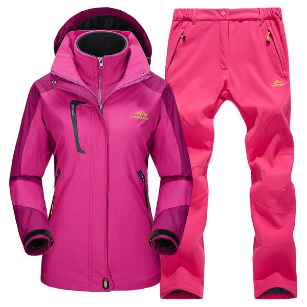 women fleece liner hiking jacket & pants winter outdoor thick thermal coat 3-pieces hiking suit waterproof windproof ski suit, Blue;black
women fleece liner hiking jacket & pants winter outdoor thick thermal coat 3-pieces hiking suit waterproof windproof ski suit, Blue;black