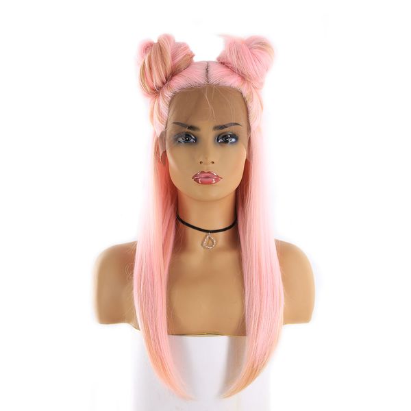 lace front synthetic hair wigs for women long straight 22" trendy cosplay lace wig ombre pink gold burgundy color hair wigs, Black
lace front synthetic hair wigs for women long straight 22" trendy cosplay lace wig ombre pink gold burgundy color hair wigs, Black