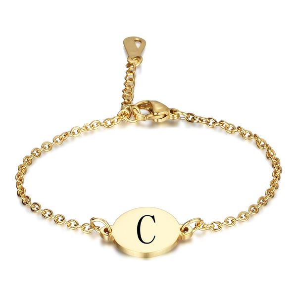fashion- titanium stainless steel womens gold round a-z initial letters pendant chain bracelet jewelry lovers gifts for women wholesale, Black
fashion- titanium stainless steel womens gold round a-z initial letters pendant chain bracelet jewelry lovers gifts for women wholesale, Black
