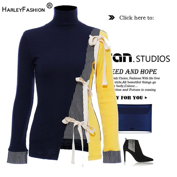 harleyfashion spring autumn women casual contrast color knit warm pullovers sweaters lace up turtleneck stretchy casual sweater, White;black
harleyfashion spring autumn women casual contrast color knit warm pullovers sweaters lace up turtleneck stretchy casual sweater, White;black