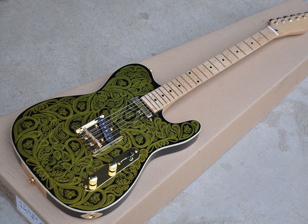 black electric guitar with special green pattern,maple fretboard,gold hardware,neck-thru-body 0408
black electric guitar with special green pattern,maple fretboard,gold hardware,neck-thru-body 0408