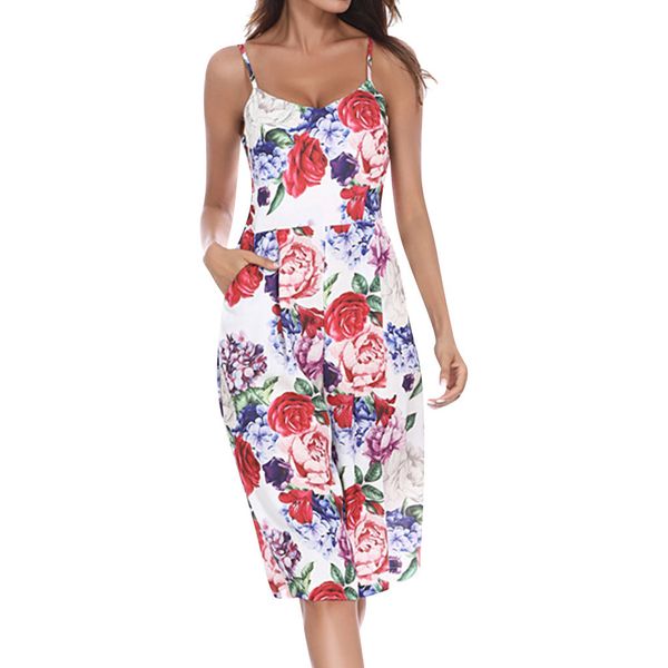 women casual floral printed strapless v-neck sleeveless pockets loose playsuit #0314, Black;white
women casual floral printed strapless v-neck sleeveless pockets loose playsuit #0314, Black;white