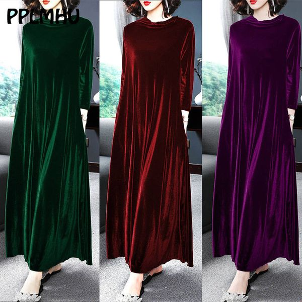 velvet dresses middle aged women winter plus size 6xl 5xl casual loose long sleeve solid color o-neck maxi vintage vestidos, Black;pink
velvet dresses middle aged women winter plus size 6xl 5xl casual loose long sleeve solid color o-neck maxi vintage vestidos, Black;pink