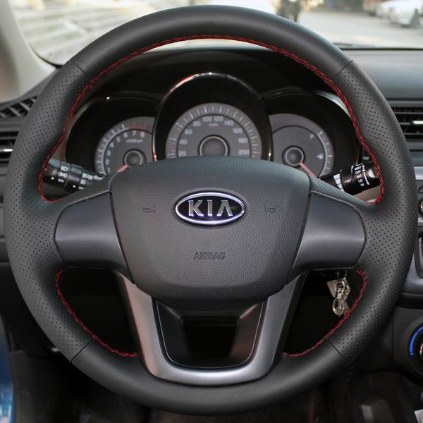 black leather diy hand-stitched car steering wheel cover for kia k2 kia rio 2011 2012 2013
black leather diy hand-stitched car steering wheel cover for kia k2 kia rio 2011 2012 2013