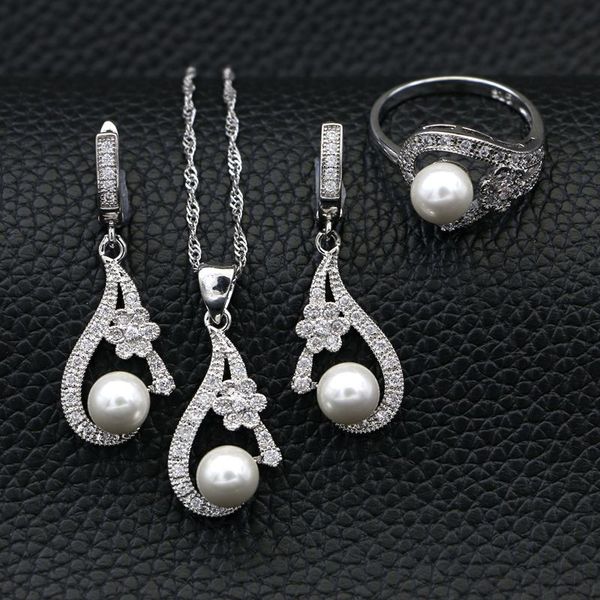 925 sterling silver bridal pearl jewelry set for women wedding decoration white crystal earrings/ring/pendant/necklace set, Slivery;golden
925 sterling silver bridal pearl jewelry set for women wedding decoration white crystal earrings/ring/pendant/necklace set, Slivery;golden