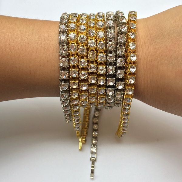 manufacturer's direct sales: wish selling 5mm single row full bracelet, men's and women's hip-hop 1 row allo, Silver