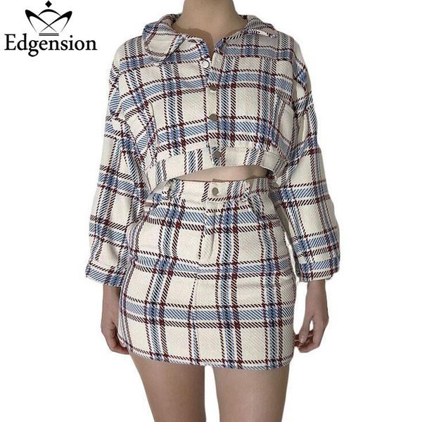 edgension 2018 autumn elegant plaid tcoat and skirt clothing set for woman classic short jacket set high waist matching, White
edgension 2018 autumn elegant plaid tcoat and skirt clothing set for woman classic short jacket set high waist matching, White