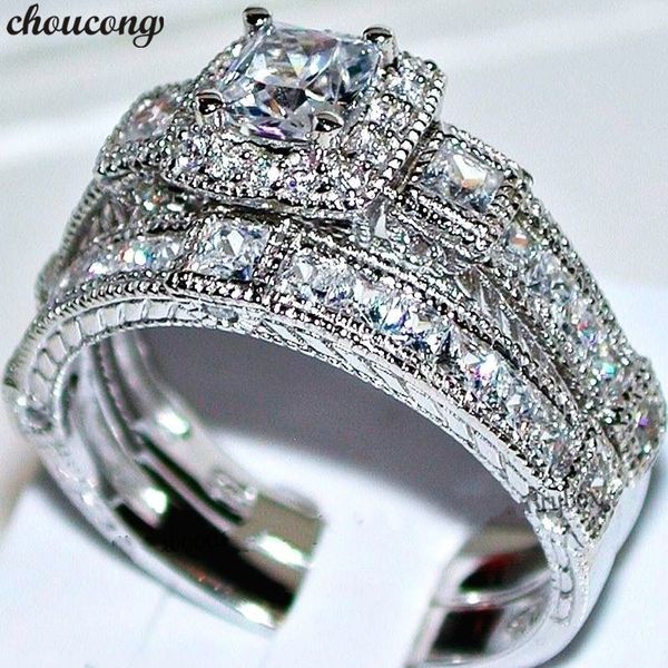 choucong vintage promise ring set 925 sterling silver princess cut 5a cz engagement wedding band rings for women jewelry gift, Slivery;golden
choucong vintage promise ring set 925 sterling silver princess cut 5a cz engagement wedding band rings for women jewelry gift, Slivery;golden