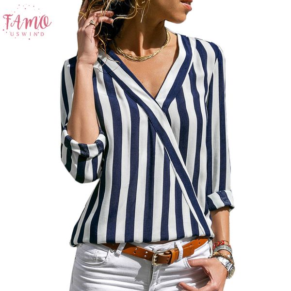 2020 summer fashion striped women blouse shirt v neck long sleeve casual blouses female slim beach blusas shirts, White
2020 summer fashion striped women blouse shirt v neck long sleeve casual blouses female slim beach blusas shirts, White