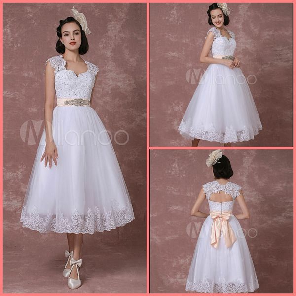 2019 short tea length a line wedding dress cap sleeve with sashes and bow sweetheart neckline petite girls wedding gowns, White
2019 short tea length a line wedding dress cap sleeve with sashes and bow sweetheart neckline petite girls wedding gowns, White