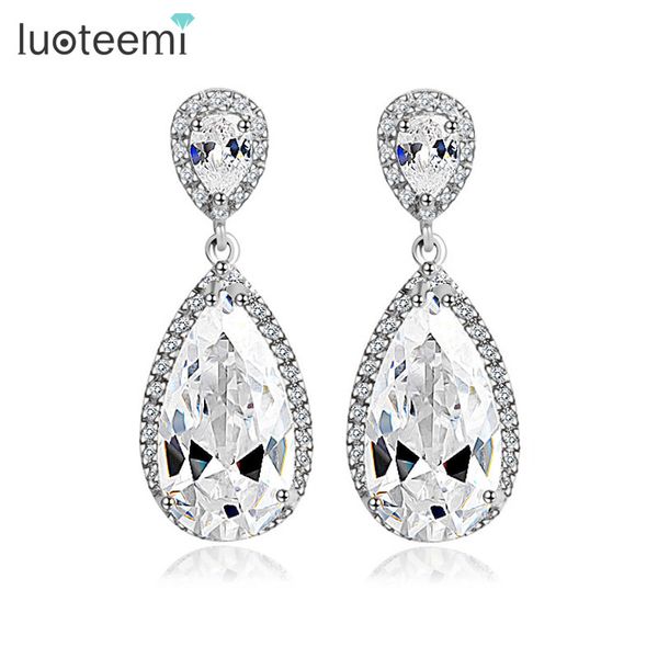 luoteemi elegant teardrop shape white cz stone fashion waterdrop bridal earrings for lady luxury dinner dress accessories, Silver
luoteemi elegant teardrop shape white cz stone fashion waterdrop bridal earrings for lady luxury dinner dress accessories, Silver