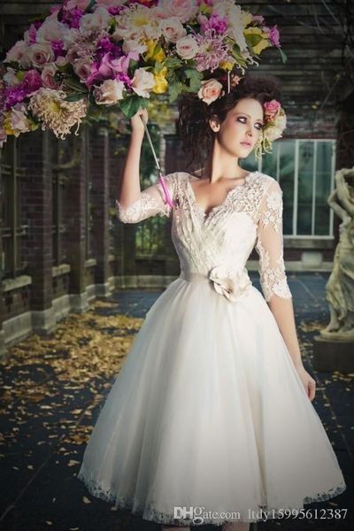 2019 new vestidos de noiva vintage wedding dress lace half sleeve bridal gowns a line tea length beach garden wedding dresses 172, White
2019 new vestidos de noiva vintage wedding dress lace half sleeve bridal gowns a line tea length beach garden wedding dresses 172, White