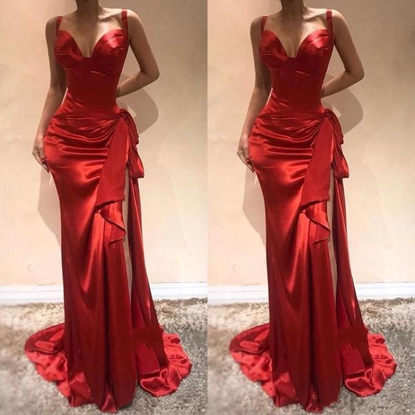 2019 african red prom dresses spaghtti straps mermaid long split side maid of honor bridesmaid dress long evening gowns, Black
2019 african red prom dresses spaghtti straps mermaid long split side maid of honor bridesmaid dress long evening gowns, Black