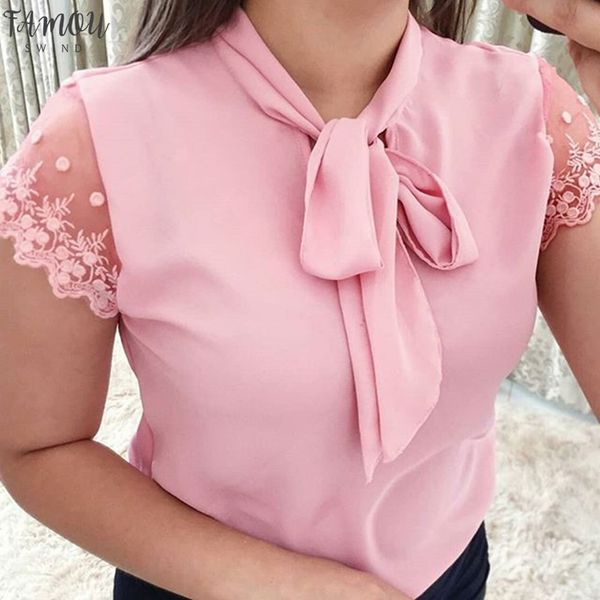 lace up bow tie shirt 2020 summer short sleeve chiffon casual blouse plus size 5xl office lady blusas, White
lace up bow tie shirt 2020 summer short sleeve chiffon casual blouse plus size 5xl office lady blusas, White