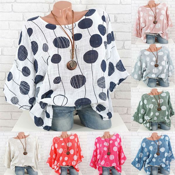 womens polka dot t-shirt blouse summer boho loose casual beach plus size, White
womens polka dot t-shirt blouse summer boho loose casual beach plus size, White
