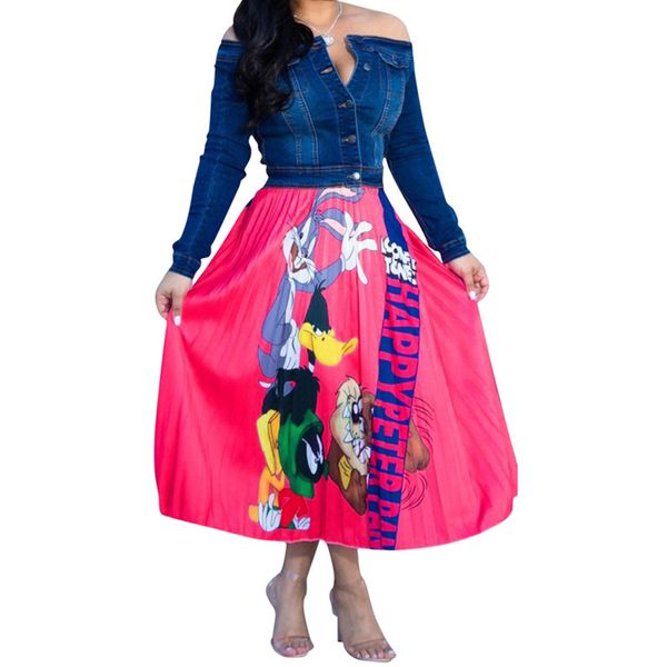 2019 summer funny women cartoon animal pattern long pleated skirt bohemian printed high waist large party club a line skirts, Black
2019 summer funny women cartoon animal pattern long pleated skirt bohemian printed high waist large party club a line skirts, Black