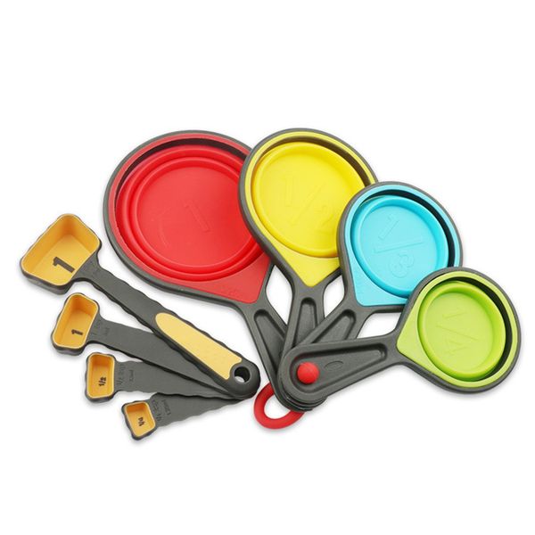 8pcs/set food grade silicone foldable measuring cups set spoon kitchen tool ice cream collapsible baking cook tools
8pcs/set food grade silicone foldable measuring cups set spoon kitchen tool ice cream collapsible baking cook tools