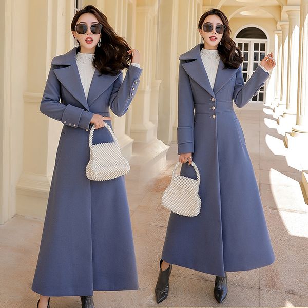 2019 autumn and winter new over the knee big swing long windbreaker women's coat large lapel slim slimming women, Black
2019 autumn and winter new over the knee big swing long windbreaker women's coat large lapel slim slimming women, Black