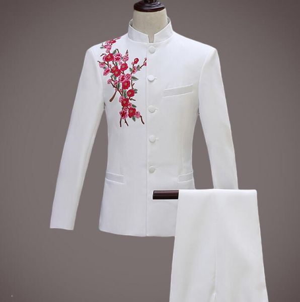 new arrival slim embroidery chinese tunic suit men suit set with pants mens wedding suits formal dress men's groom + pant, White;black
new arrival slim embroidery chinese tunic suit men suit set with pants mens wedding suits formal dress men's groom + pant, White;black
