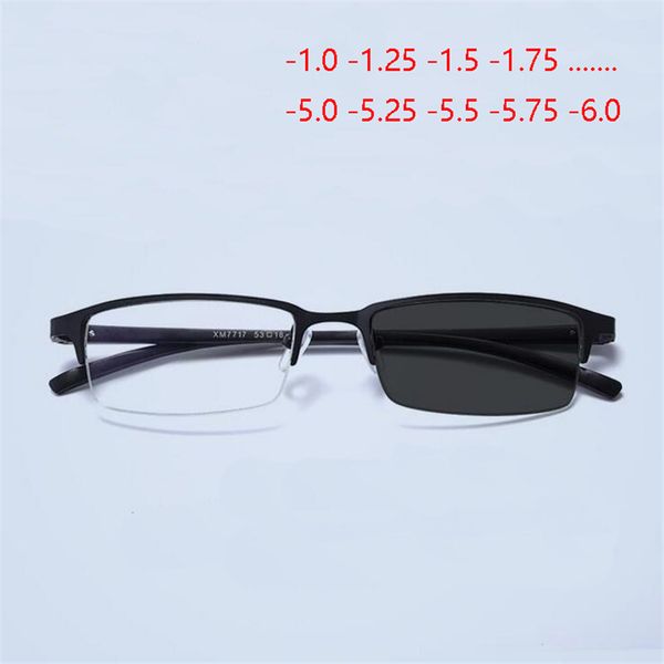 aluminum magnesium half frame pchromism prescription glasses chameleon myopia glasses with degree -1.0 -1.25 -1.5 to -6.0, Silver
aluminum magnesium half frame pchromism prescription glasses chameleon myopia glasses with degree -1.0 -1.25 -1.5 to -6.0, Silver