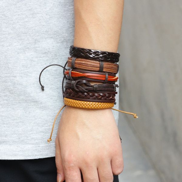 6pcs men's woman bracelets fashion bohemia punk leather weave black multilayer bracelets & bangles vintage jewelry, Golden;silver
6pcs men's woman bracelets fashion bohemia punk leather weave black multilayer bracelets & bangles vintage jewelry, Golden;silver