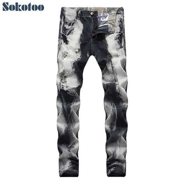 sokotoo men's tie and dye gray black ripped jeans fashion slim straight holes distressed denim pants, Blue
sokotoo men's tie and dye gray black ripped jeans fashion slim straight holes distressed denim pants, Blue
