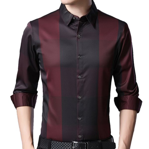 casual luxury plaid long sleeve slim fit men shirt streetwear social dress autumn shirts mens fashions jersey 92339, White;black
casual luxury plaid long sleeve slim fit men shirt streetwear social dress autumn shirts mens fashions jersey 92339, White;black