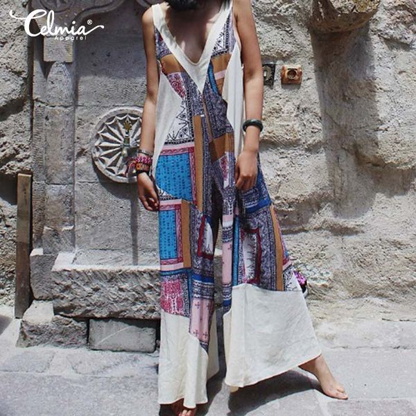 2020 celmia summer rompers long jumpsuits casual loose sleeveless tank playsuits printed backless wide leg pants plus size, Black;white
2020 celmia summer rompers long jumpsuits casual loose sleeveless tank playsuits printed backless wide leg pants plus size, Black;white