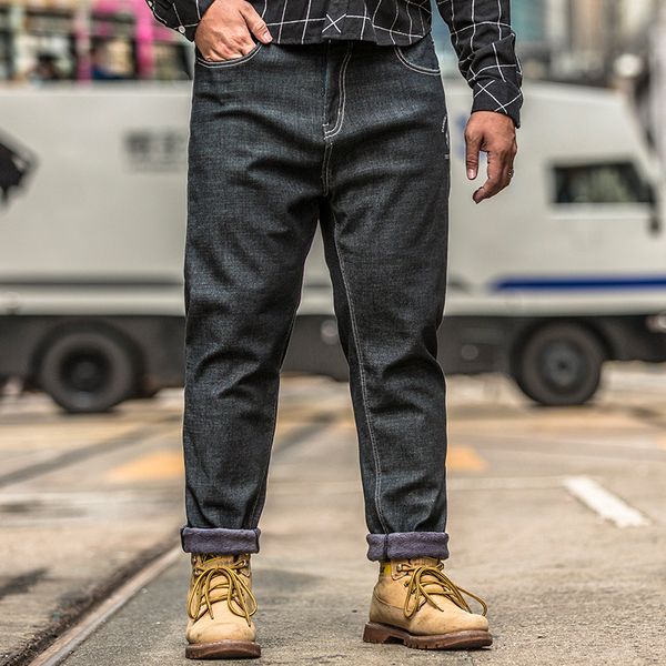 men loose large size 30-40-48 black straight plus velvet fleece loose denim pants 2019 spring new men's stretch long jeans pants, Blue
men loose large size 30-40-48 black straight plus velvet fleece loose denim pants 2019 spring new men's stretch long jeans pants, Blue